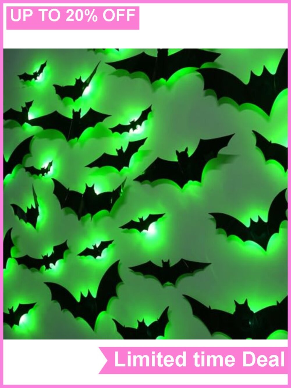 36 Pack LED Light Up Bat Wall Decals Halloween Decorations PVC